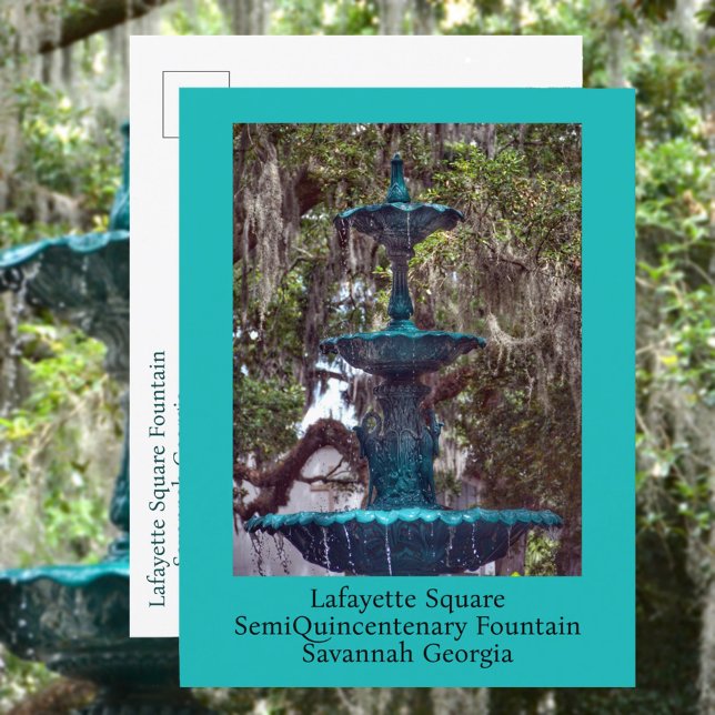 Cartão Postal Fonte da Praça Lafayette Savannah GA Fotográfica (Criador carregado)