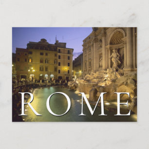 Cartão Postal Fonte da Trevi à Noite   Roma, Itália   Obrigado