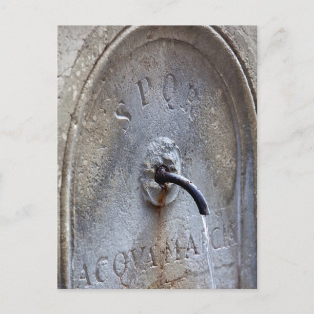 Cartão Postal Fonte de água pública da Roma Antiga (Frente)