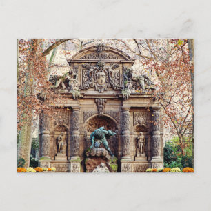 Cartão Postal Fonte de Medici no outono (Jardins do Luxemburgo)