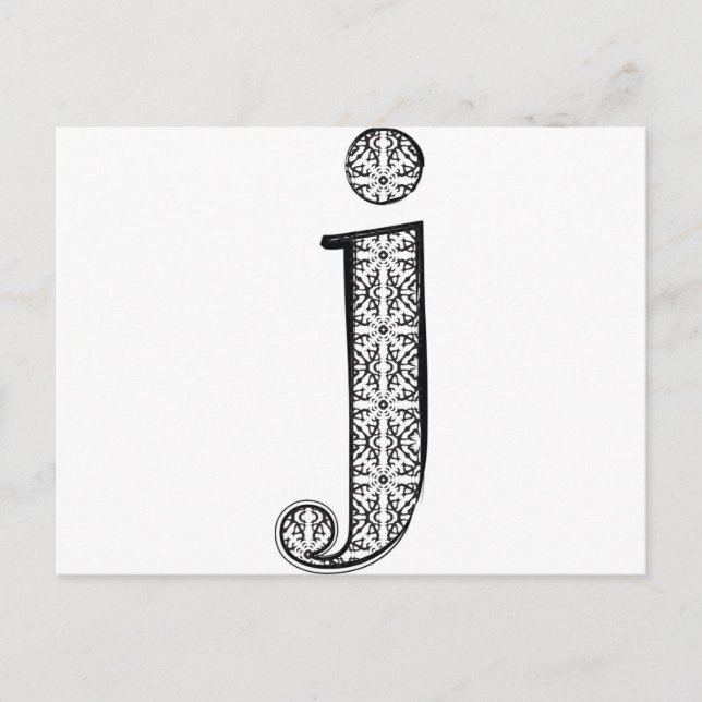 Cartão Postal Fonte de moda, Letra j (Frente)