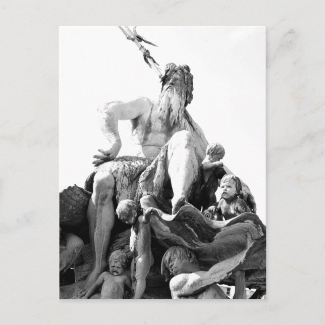 Cartão Postal Fonte de Netuno em Berlim, Alemanha (Frente)