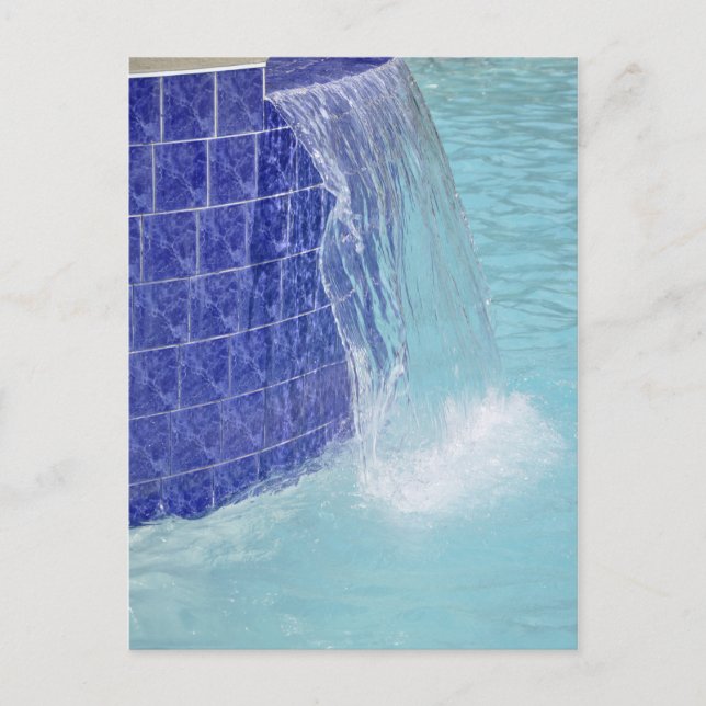 Cartão Postal fonte de piscina com azulejos azuis (Frente)