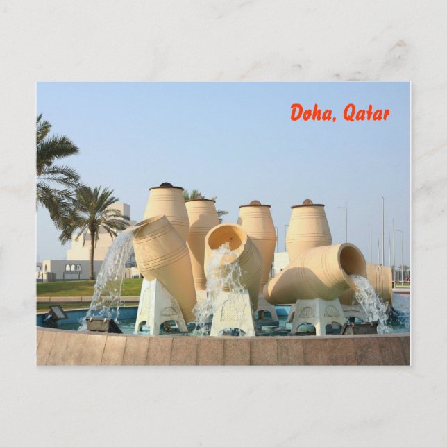 Cartão Postal Fonte de pote de água de Doha (Frente)