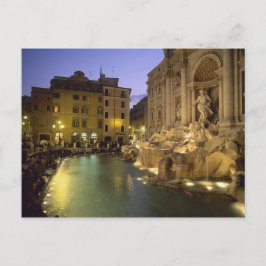 Cartão Postal Fonte de Trevi à noite, Roma, Lazio, Itália