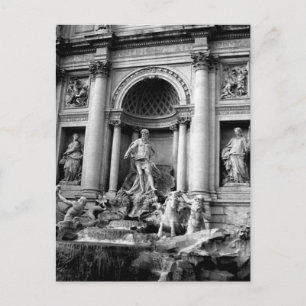 Cartão Postal Fonte de Trevi Preto Branco Roma Fotografia de Via
