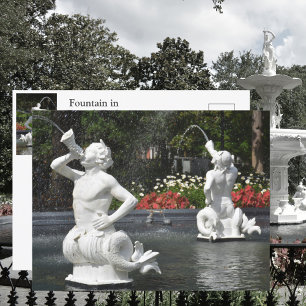 Cartão Postal Fonte do Forsyth Park em Savannah GA Fotográfico
