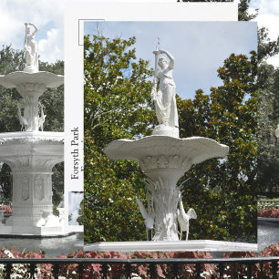 Cartão Postal Fonte do Forsyth Park Savannah GA Fotográfico