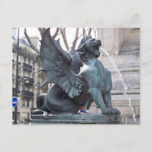 Cartão Postal Fonte em Paris perto de Notre Dame