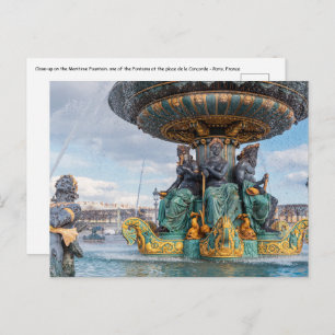 Cartão Postal Fonte marítima no local de la Concorde - Paris