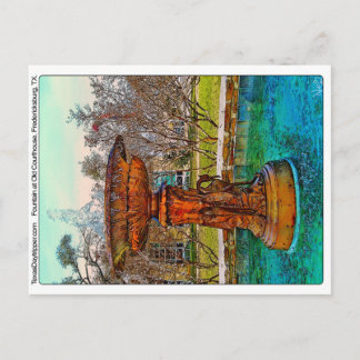 Cartão Postal Fonte no antigo tribunal, Fredericksburg, TX