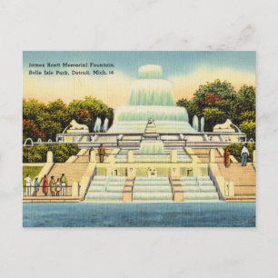 Cartão Postal Fonte, Parque Belle Isle Detroit Michigan