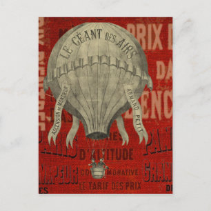 Cartão Postal Fontes Gráficas de Ballon de Ar Quente Steampunk