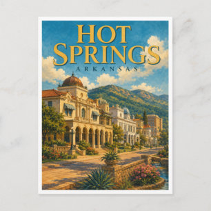 Cartão Postal Fontes Termais Arkansas Bathhouse Row GeoSaga