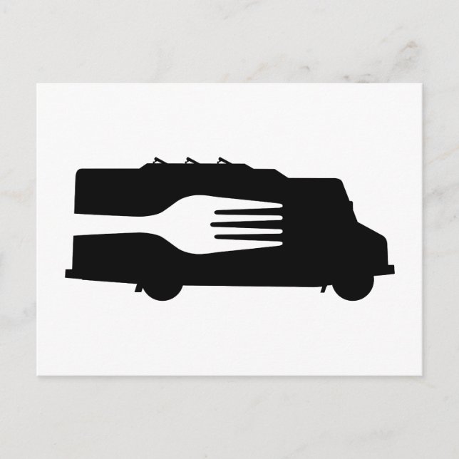 Cartão Postal Food Truck: Side/Fork (Black/White) (Frente)
