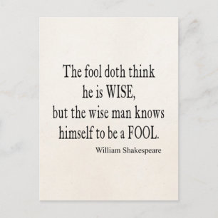 Cartão Postal Fool Wise Man se conhece por Shakespeare