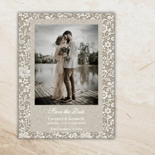 Cartão Postal Foque Fotografia Bege Casamento Save The Date Rust