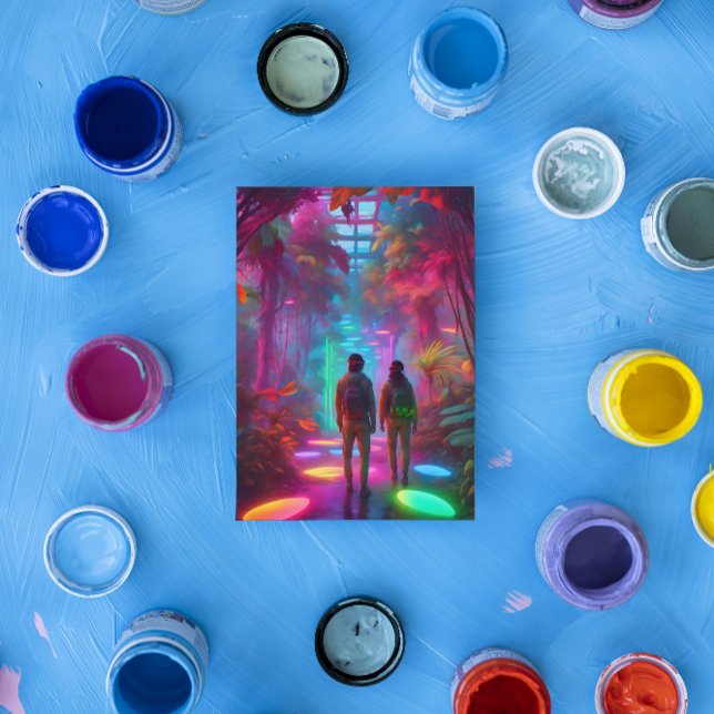 Cartão Postal Fora deste mundo - Selva Neon de Realidade Virtual (Criador carregado)