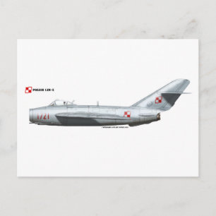 Cartão Postal Força Aérea Polonesa LIM-5 (MiG-17) Fresco