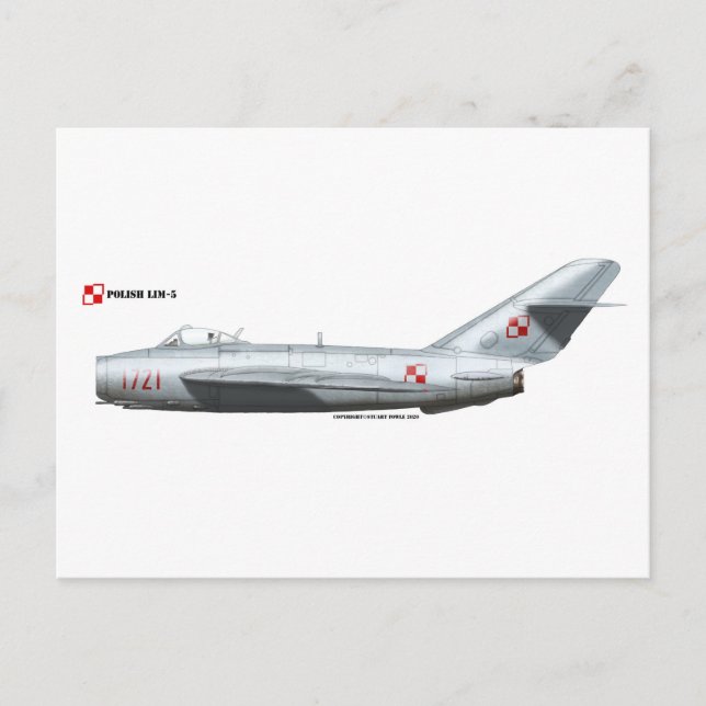Cartão Postal Força Aérea Polonesa LIM-5 (MiG-17) Fresco (Frente)
