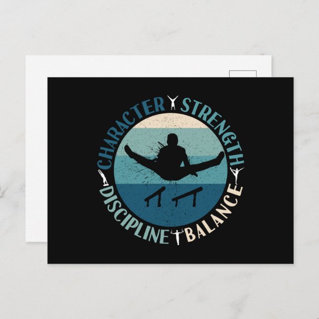 Cartão Postal Força de Caráter da Ginástica Masculina Disciplina (Frente/Verso)
