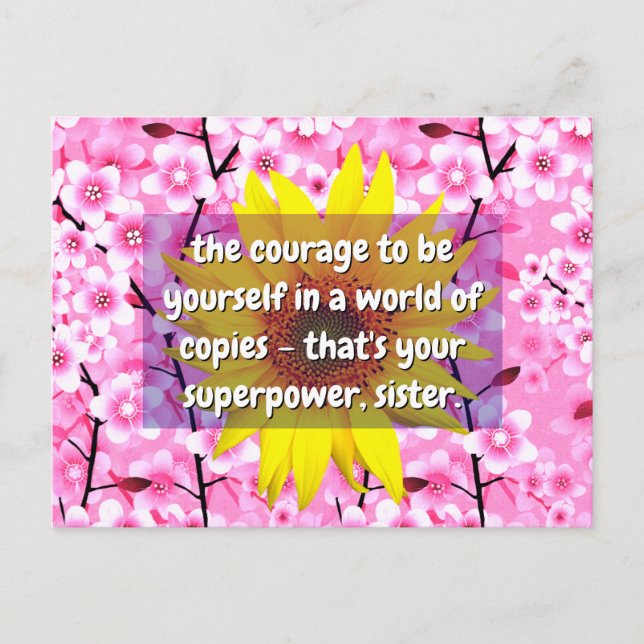 Cartão Postal Força e Coragem Cotações de Irmã | Floral (Frente)