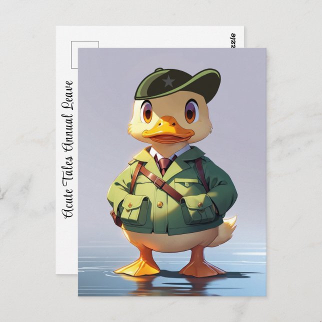 Cartão Postal Forças Armadas Militares Deixam Pato de Cartoon (Frente/Verso)