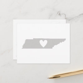 Cartão Postal Forma de Mapa da Cinza do Tennessee com Coração