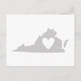Cartão Postal Forma de Mapa de Estado da Cinza Virginia com Cora