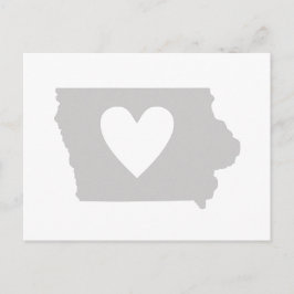 Cartão Postal Forma do Mapa do Estado de Iowa Cinza com Recorte