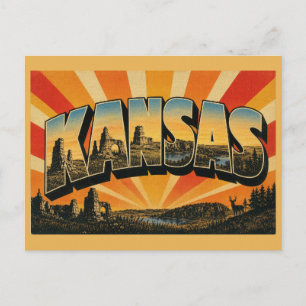 Cartão Postal Formações de Giz do Kansas Pradarias de Grama Alta