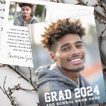 Cartão Postal Formando de formando de Graduação<br><div class="desc">Obrigado de graduação seu cartão postal com sua foto e o texto "formando" e seu ano em uma fonte de esportes universitários com seu nome ou escola abaixo.</div>