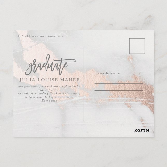 Cartão Postal formando de fotos elegante marble (Verso)