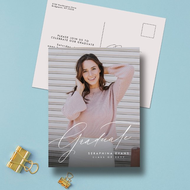 Cartão Postal Formando elegante, simples graduação de uma foto (Criador carregado)