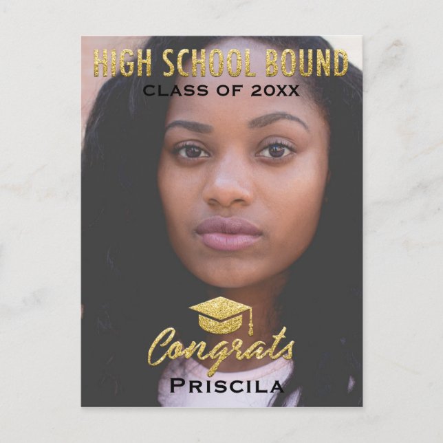 Cartão Postal Formando Fotografia Classe do Ano Nome Dourado Gli (Frente)