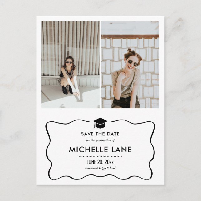 Cartão Postal Formando Moderno Que Salva A Data Duas Foto (Frente)