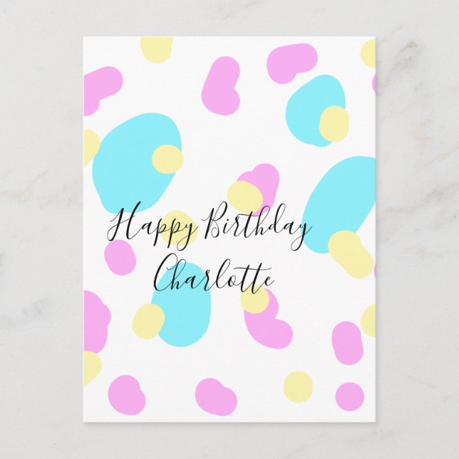 Cartão Postal Formas abstratas rosa azul amarelo aniversário fel (Frente)