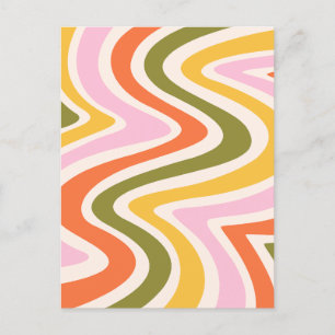 Cartão Postal Formas Curvas Coloridas Retroativas