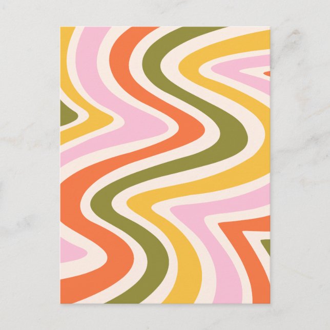 Cartão Postal Formas Curvas Coloridas Retroativas (Frente)