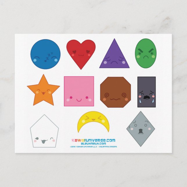 Cartão Postal Formas de Pré-Escolas Kawaii (Frente)