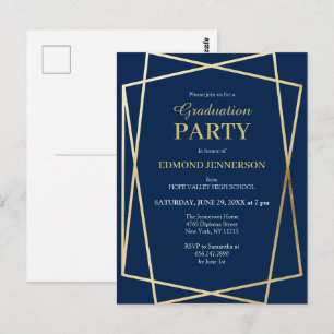 Cartão Postal Formatura Azul Marinho Clássico Turma de 2025