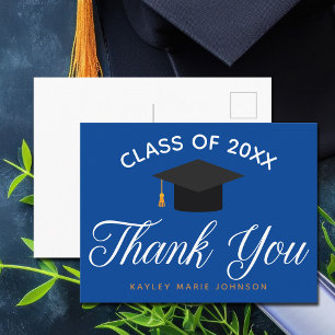 Cartão Postal Formatura Azul Personalizada Agradecimento Graduad