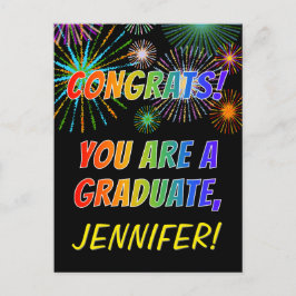 Cartão Postal Formatura Colorida Parabéns + Nome Personalizado