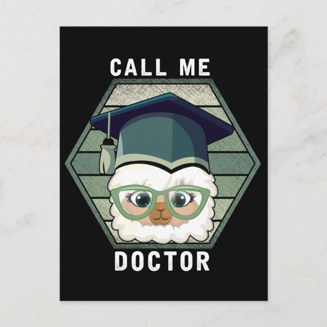 Cartão Postal Formatura de Doutor PHD Llama Alpaca Engraçado (Frente)