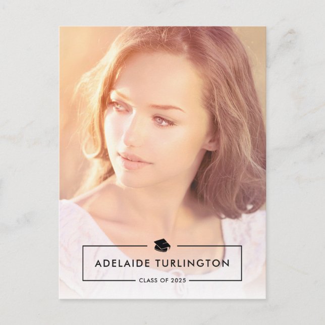 Cartão Postal Formatura de Foto Completa Sobreposição Simples Mo (Frente)