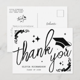 Cartão Postal Formatura Personalizada Elegante Script Estrelas &