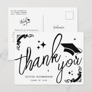 Cartão Postal Formatura Personalizada Elegante Script Estrelas &