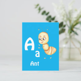 Cartão Postal Formiga personalizar ABC: Letra A - Adicione seu N