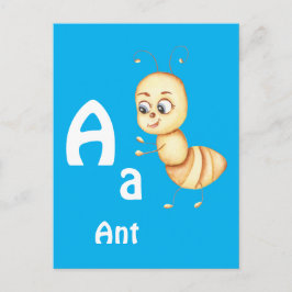 Cartão Postal Formiga personalizar ABC: Letra A - Adicione seu N