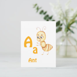 Cartão Postal Formiga personalize ABC: Letra A - Adicione Seu No